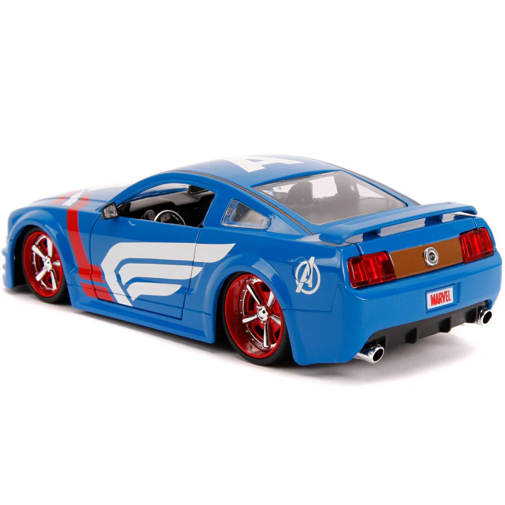 Marvel Avengers 2006 Ford Mustang GT 1:24 Scale Diecast Model with Captain America by Jada 31187 - Image 4
