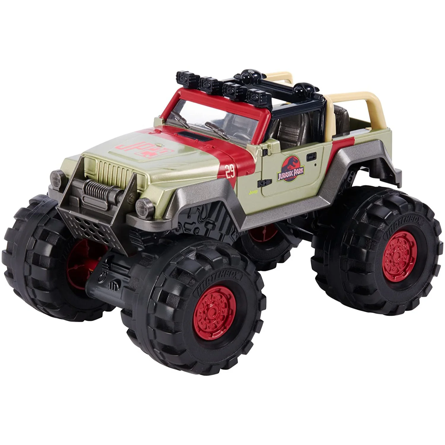 Jurassic Park/World 1993 Jeep Wrangler Off Road w/ Big Wheels 1:24 Scale Diecast by Matchbox