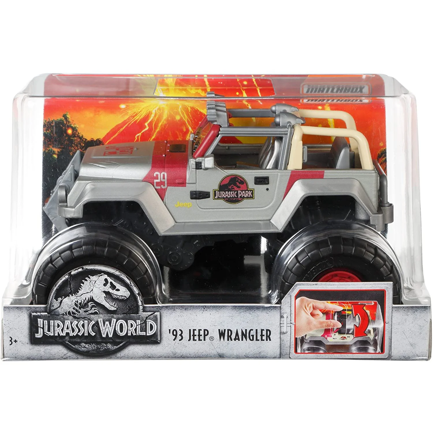 Jurassic Park/World 1993 Jeep Wrangler Off Road w/ Big Wheels 1:24 Scale Diecast by Matchbox - Image 5