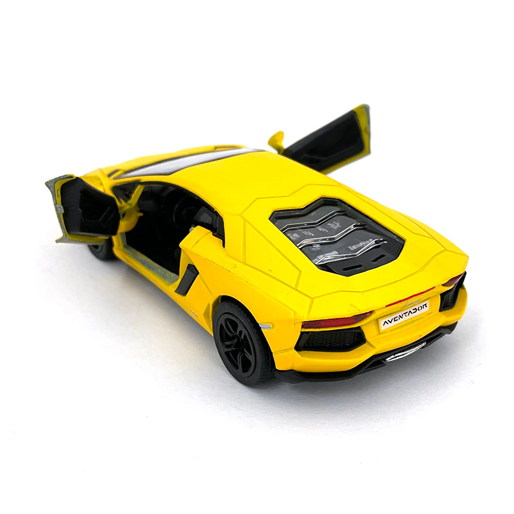 Matte Series 2012 Lamborghini Aventador 1:38 Scale Yellow by Kinsmart - Image 2