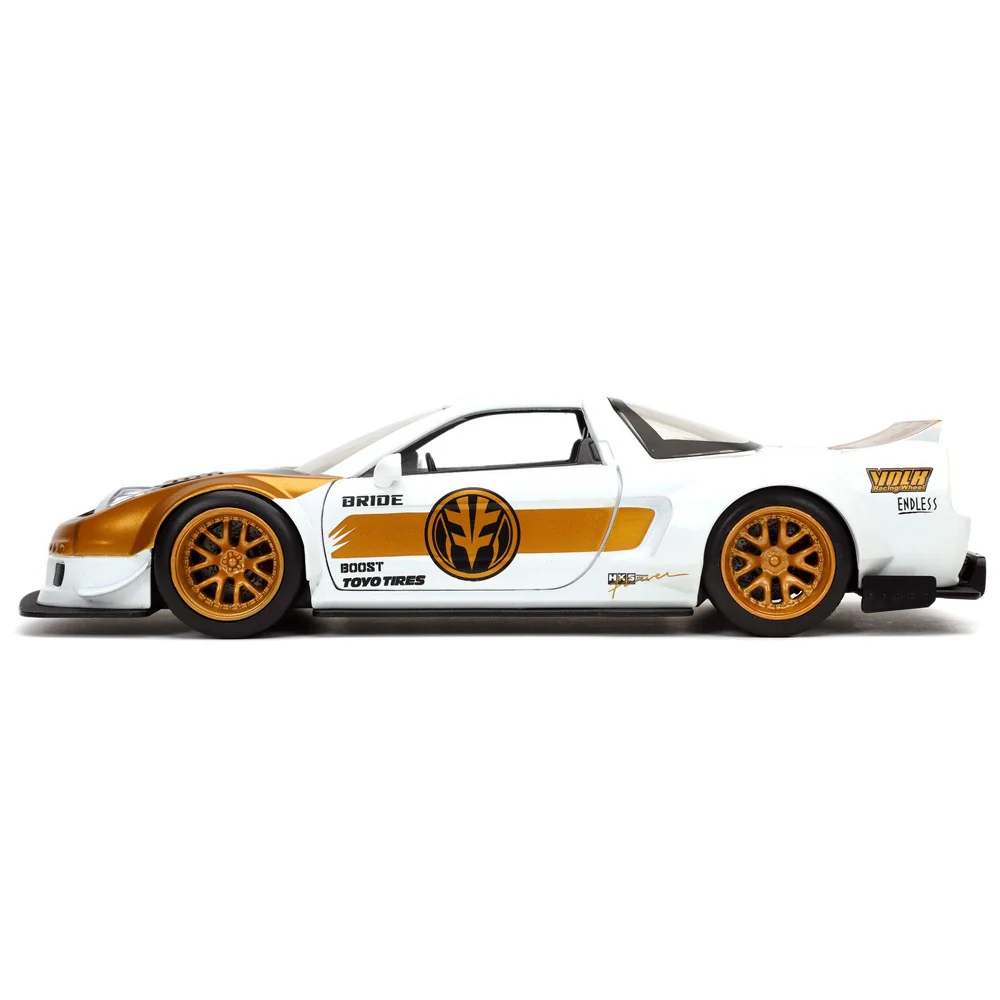 Power Rangers 2002 Honda NSX Type R 1:24 Scale Diecast Model with White Ranger By Jada 32795 - Image 4