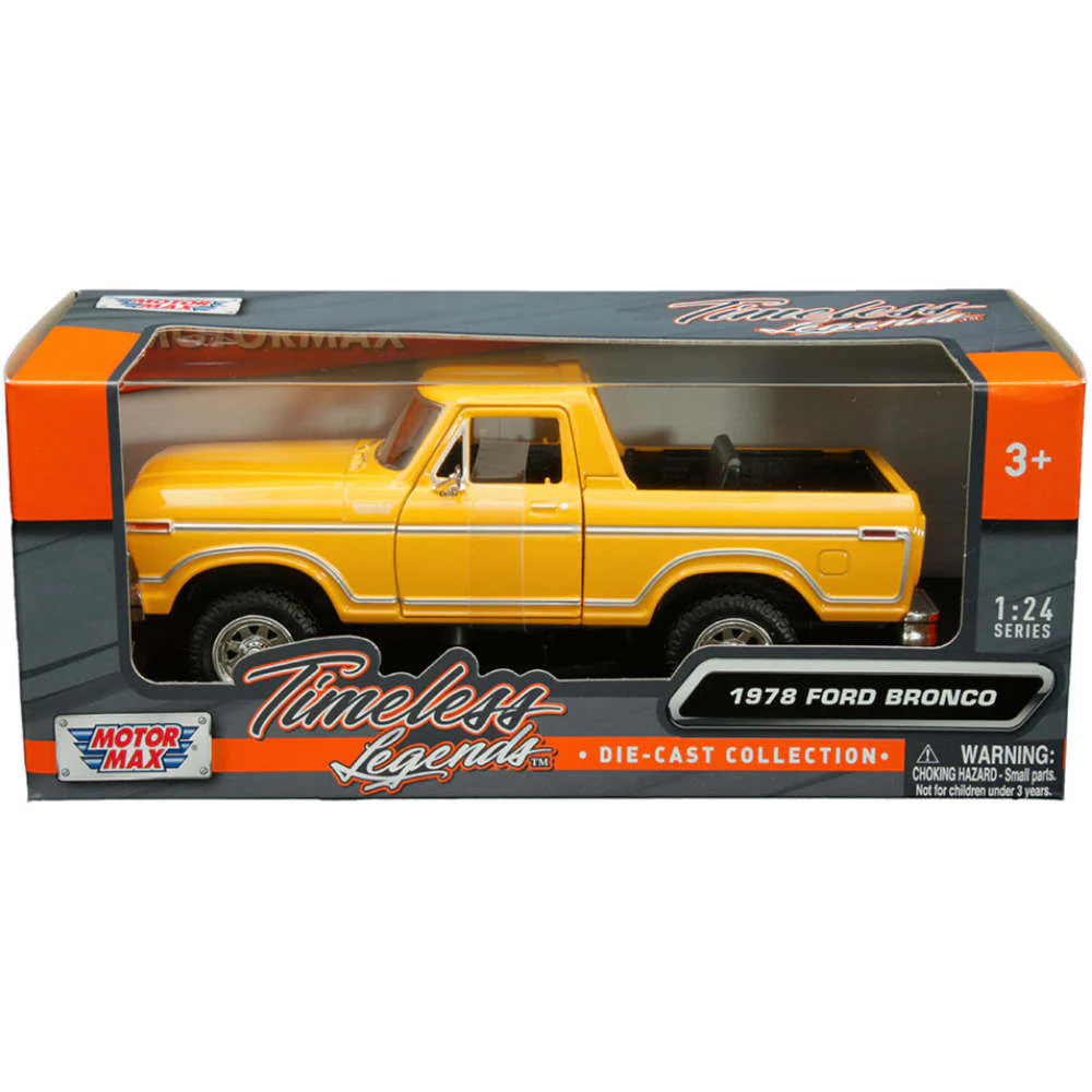 1978 Ford Bronco 1:24 Scale Diecast Model Yellow by Motor Max 79374