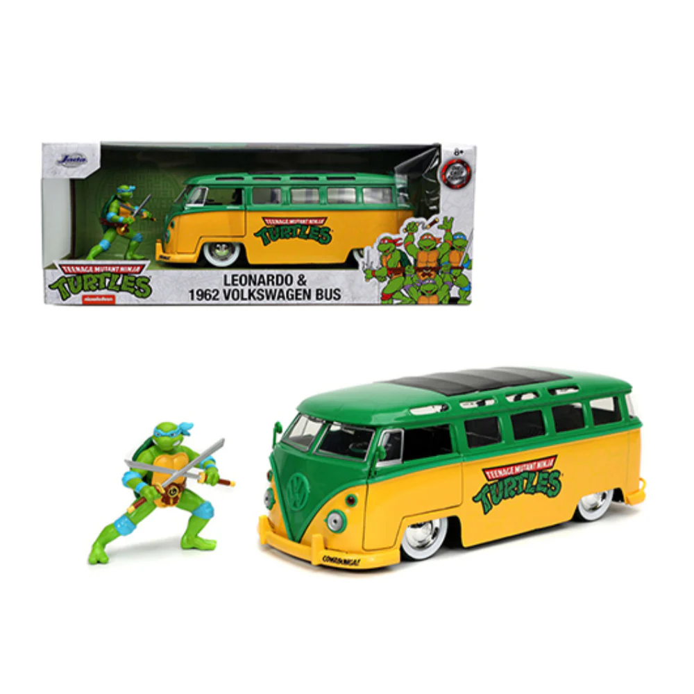 TMNT Teenage Mutant Ninja Turtles 1962 Volkswagen Bus 1:24 Scale Diecast Model with Leonardo Figure by Jada 31786 - Image 5
